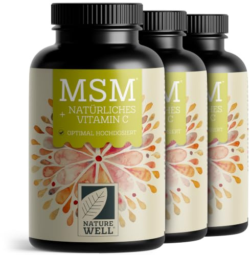 MSM 2000mg pro Tag + natürliches Vitamin C - 3x365 MSM Tabletten mit Methylsulfonylmethan - kompakteres MSM Pulver als bei MSM Kapseln - hochdosiert mit 1000 mg pro MSM Tab - vegan