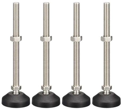 sourcing map Lot de 4 pieds de nivellement universels en nylon M12 x 150 x 50 mm, pieds de table pivotants réglables pour meubles, ateliers, machines et équipements
