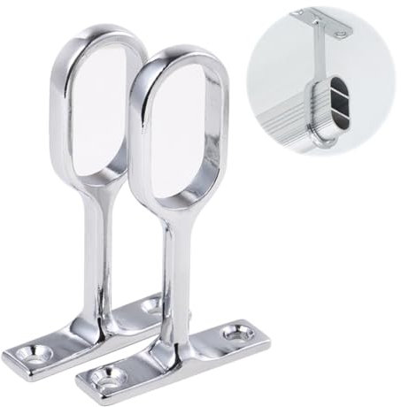 Soporte de Varilla,Soporte de Barra de Armario,Soporte Central de la Barra de Percha,Soporte para Cortinas,Soporte para Barra de Ropa,Soporte de Barra de Armario Ovalado,para Dormitorio,16mm,2pcs