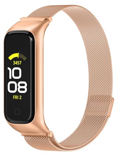 Vancle Armband für Samsung Galaxy Fit 2 Armband für Damen Herren, Magnetisch Metall Edelstahl Ersatzarmband Verstellbar Sport Uhrenarmband für Samsung Galaxy Fit 2, Edles Gold