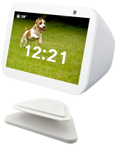 Sintron Smart Display Stand for Echo Show 5 (3rd Gen), Adjustable Magnetic Stand Holder with 360 Degree Rotation, Swivel & Tilt Function, Anti-Slip Base - White, Compatible with iPhone models