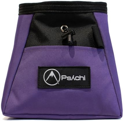 Psychi OG Bouldering Chalk Bucket for Rock Climbing | Zip Pocket, Brush Holder, Carry Handle, Fleece Lining, Drawstring Closure