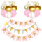 Luftballons Geburtstag Dekoration Set, rosa Gold Geburtstagsdeko Happy Birthday deko Banner Party Deko Geburtstag Set mit Luftballons Konfetti Ballons Dreiecksflaggen Girlanden（rosa+Gd+PT)