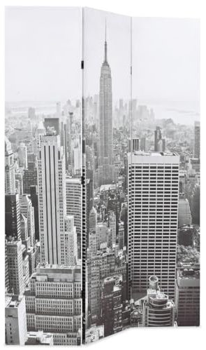 Kangmusi Raumteiler klappbar 120 x 170 cm New York bei Tag Schwarz-Weiß,245857