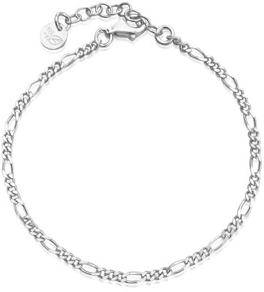 Mary & Jules feines Armband Damen Silber aus 925 Sterlingsilber, aus recyceltem Silber, schmales Armband aus Figaro Kette, Geschenk für Frauen und Mädchen