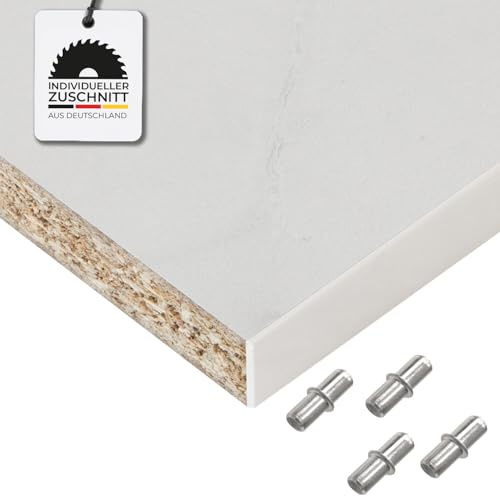 Hausfux Einlegeboden, Regalboden nach Maß - 1,9 cm Starke Spanplatte, melaminbeschichtet, einseitige ABS-Kante - Made in Germany - Maßanfertigung - für Möbelbau (India Marmor, 30 x 30 cm)