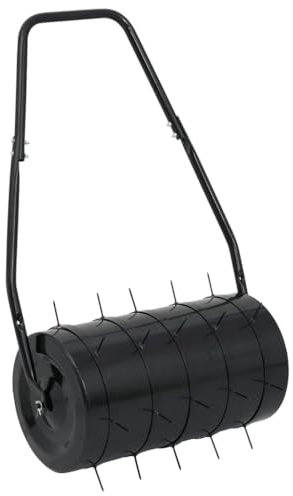 Lauuoeriau Home & Garden Rasenwalze mit Belüfterklemmen, schwarz, 42 l, Eisen und Stahl