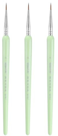 sourcing map 3pcs Detail Paint Brushes 9mm Pointed Tip Nylon Hair Miniature Painting Brush for Watercolor Oil Acrylic Painting(0#), Green