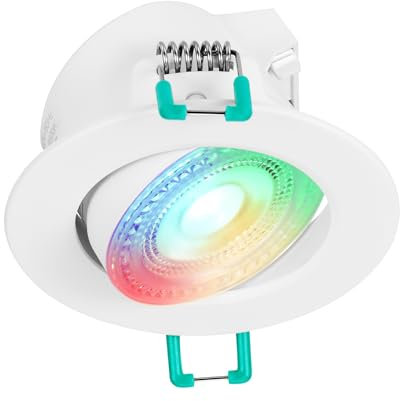 SYLVANIA Smart LED Einbaustrahler 230v | 16 Mio. Farben + Warm - Tageslichtweiß | RGB Spot dimmbar Ø 68 mm | Deckenleuchte kompatibel mit App, Alexa, Siri | Badezimmer, Wohnzimmer & mehr
