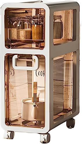 Meuble de salle de bain fin à 5 niveaux avec tiroirs en plastique transparent - Armoire de rangement pour papier toilette - Pour petits espaces et espaces
