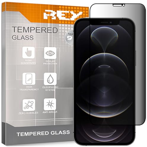 REY Protector de Pantalla Antiespía para iPhone 12 6,1 - 12 Pro 6,1, Cristal Vidrio Templado Premium