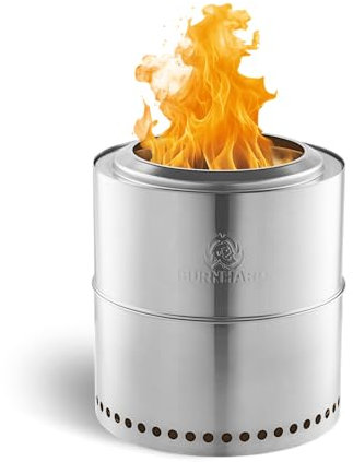 BURNHARD Focolare in Acciaio Inox da 36 cm, Sistema a innesto per Un Facile Montaggio, Inclusa Borsa per Il Trasporto, Resistente e Mobile per Giardino, terrazza e Balcone