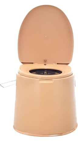 Crystals 6L Large Lightweight Portable Camping Toilet Seat with Washable Bucket, Roll Holder – Compact Portable Toilet for Travel, Festivals & Fishing (Coffee Toilet Seat)