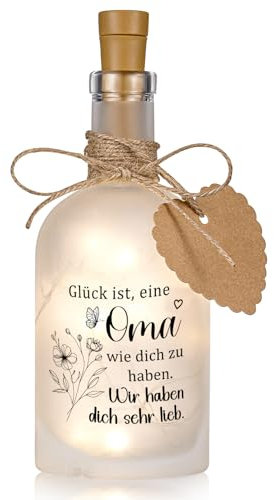 BBTO Flaschenlicht für Oma Geldgeschenk LED Dekoflaschen mit Spruch Beleuchtete Nachtlicht Geld Verpackung Geschenk für Oma Geburtstag Weihnachtstag Muttertag