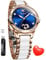 OLEVS Automatic Watch for Women Self Winding Mechanical Ladies Diamond Wrist Watch Luxury Dress Rose Gold Ceramic Watches for Women Love Heart Date