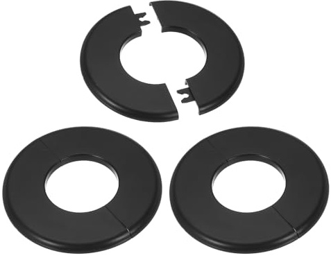 PATIKIL Cache Mitigeur Douche, 3pcs Écussons en ABS Garniture Robinet Douche Muraux pour 51mm, Décoration Rosace Robinet Coffrage Caches Tuyaux d'Eau Chauffage Plomberie Mural, Noir