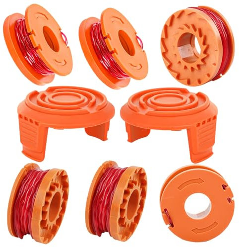 6PCS WA0004 Spool Line for Worx Grass Trimmers WG151,WG163E.1,WG163E.2,WG163E.3, 20V Worx Grass Trimmers, WA0010 WA0004 Trimmer Spool Line (6 Spool +2 Cover)