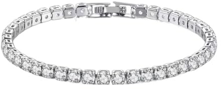 NJIEzhao tennisarmband S925 sterling silver armband tennisboll kvinnor enkel förlovning bröllop berlock smycken 4 mm 16–20 cm (16 cm)