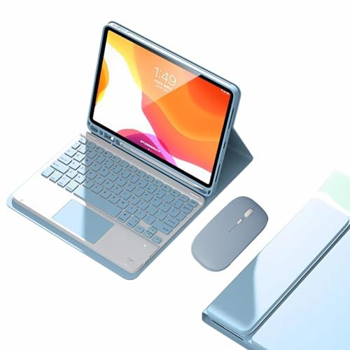 JZCZMCE Keyboard Case for iPad 9th/8th/7th Gen 10.2/Air 3rd Gen/Pro 10.5, Magnetic Detachable Wireless Keyboard, Built-In Pencil Holder, Ultra-Slim Protective Case with Bluetooth Mouse,Blue