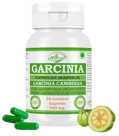 Estratto di Garcinia (Garcinia Cambogia, Vrikshamla) con amido 10:1, 500 mg x 60 capsule vegane | Integratore di erbe ayurvedico per uomini e donne (1 flacone da 60 capsule)
