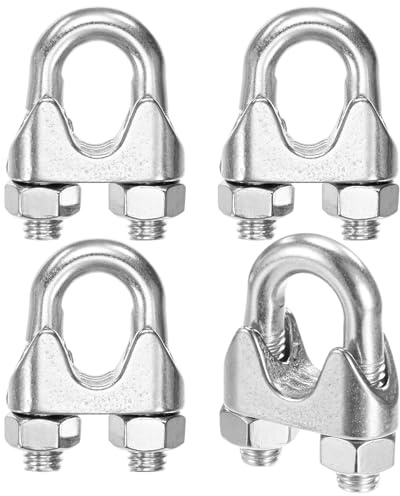 M METERXITY 4-Pack Cable Clamps, M10 Stainless Steel 10mm Wire Rope Clip Thimble U Bolt Saddle Fastener for Diameter Cable Rigging/Sailing/Clothesline, Wire Clamps