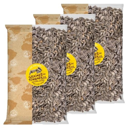 Lot 3x Graines de tournesol grillées salées - Paquet 500g