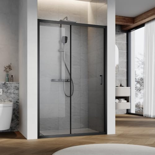 SUNXURY Puerta corredera de 120 x 185 cm, puerta corredera individual de cristal de seguridad de 5 mm (ESG)