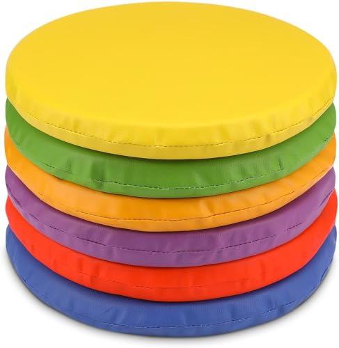 6 Stcs 12 -Zoll -Bodenkissen für Klassenzimmer Flexible Sitzplätze runde Bodenkissen weiche farbenfrohe Sitzkissenanzug für Kindergärten Grundschule Yoga Sitze Stuhl Möbelzubehör