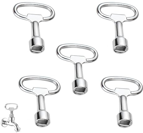 5 Clés Carrées 8mm Alliage Zinc Douille Universelle pour Compteur Eau | Acier robuste antirouille, Poignée ergonomique antidérapante, Compatible radiateur et gaz, Format compact transport facile