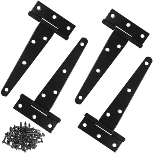 Wopanxye 4 Stück 125 mm Schwerlast T förmige Scharniere, Schwarz 7 Löcher 270 Winkel Drehbereich Türscharnier, Stahl, für Fenster Holzkisten Schränke Gartentor