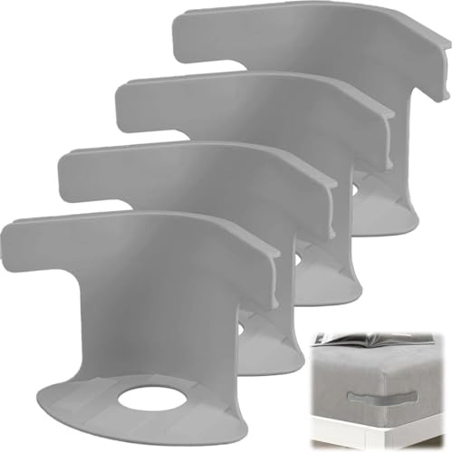 4 Pièces Attache Drap Housse, Enfile Couette, Attache Couette, Maintien Drap Housse Coin, Supports Draps, Porte-draps Lit avec des Bandes Verrouillage, Clips Feuille Verrouillage sans Glissement, Gris