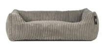 Rohrschneider Tierbett mit Wendekissen, Cordstoff, Braun, 55x42x15 cm, Antirutsch, Abnehmbar, für Haustiere (Taupe)