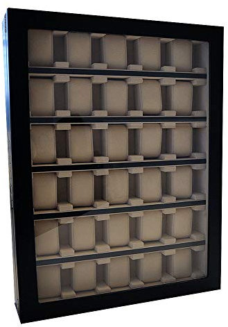 Uhrenvitrine Wandvitrine für 30 Uhren schwarz mit Sichtfenster
