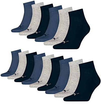 PUMA 15 Paar Unisex Quarter Socken Sneaker Gr. 35-49 für Damen Herren Füßlinge