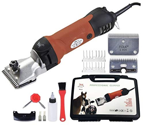 Folk Esquiladora peladora FL8B Caballo 500W Cabezal Lister Pro - Caballos, mulos, Perros, Gatos. Recomendada (B- Mas Cuchilla y Peine 1 mm)