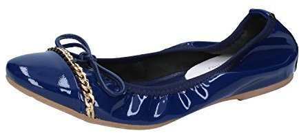 CROWN Ballerine Donna Pelle Verniciata Blu 36 EU