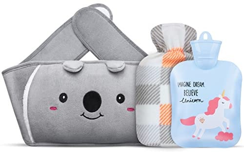 Wärmflasche aus Gummi mit Weichem Plüschbezug Wärmflaschengürtel für Nacken, Schulter, Rücken und Beine – Ideal für Kinder, Erwachsene und Senioren