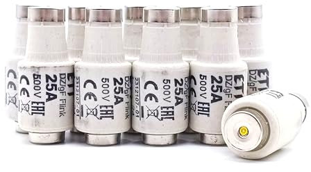 10 x DII Schmelzsicherung Sicherungseinsätze Niederspannungssicherung Neozed-Schraubsicherung (DII - 25A - gelb) (DII 25A gelb)
