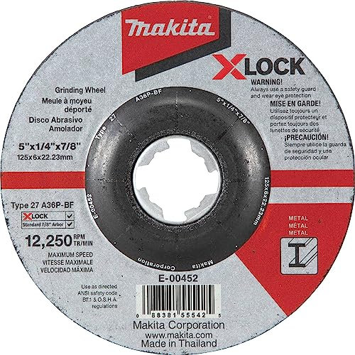 Makita E-00393 X-LOCK Schruppscheibe 125 x 6,0 mm, 1 Stück, für die Bearbeitung von Stahl, A36P-BF, EN12413, oSa zertifiziert, passend für alle 125 mm X-LOCK Winkelschleifer
