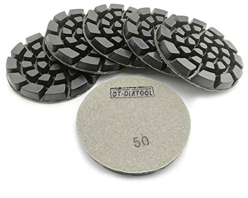 DT-DIATOOL Almohadillas de Pulido de Diamante 100mm 6 Piezas #50 Seco o Húmedo para Hormigón Cemento Terrazo Suelo