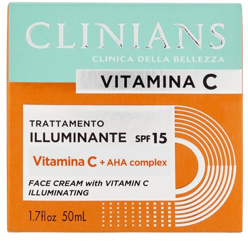 CLINIANS Vitamin C Illuminating Face Cream, 50 ml | Energie spendend, Skincare Dermatologisch Getestet, Made in Italy