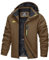 Veste Softshell Homme Impermeable Veste de Randonnée Respirant Veste Polaire avec Capuche Manteau Coupe Vent Veste Hiver Chaude Blouson Thermique Café