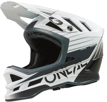 O'NEAL | Mountainbike-Helm | MTB Downhill | Dri-Lex® Innenfutter, Ventilationsöffnungen für Luftstrom, ABS Außenschale | Blade POLYACRYLITE Helmet Delta V.23 | Erwachsene | Weiß Grau | Größe L