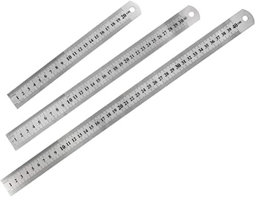 BOBOZHONG Edelstahl-Lineale 3 Stück, Metalllineal mit Doppelseiten Skala Kante, Präzisions Stahlmaßstab, Messwerkzeug, 15cm, 20cm, 30cm für Engineering, LEHRE