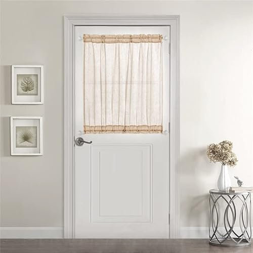 Devola scheibengardine leinenoptik Vorhang scheibengardinen lang modern Unifarbig bistrogardine halbtransparent tür gardinen fensterschal küche gardinen Kurzstores BxH 132x183cm Sand 1 Stück