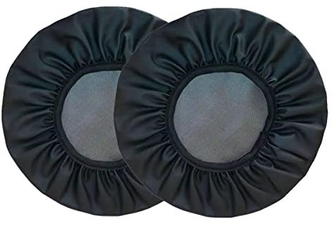Xpnit Hockerbezug, runder Barhocker-Schonbezug, wasserdichter PU-Stuhl-Sitzbezug, abwischbar, rutschfester Fußhocker-Bezug (2 Stück, 40 cm, schwarz)