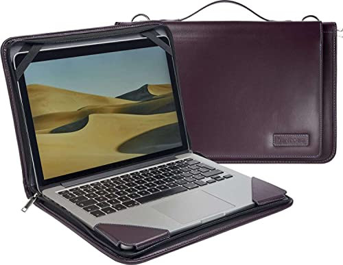 Broonel Purple Leather Laptop Messenger Case - Compatible with HONOR MagicBook 14-14 Inch Laptop