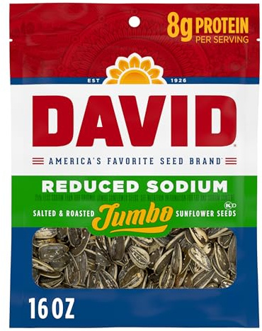DAVID Reduced Sodium Sunflower Seeds, Original Flavor, 16 oz.
