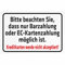Indigos UG Aufkleber Bitte beachten Sie, DASS nur Barzahlung oder EC Kartenzahlung möglich ist 200x150 mm Hotel, Firma, Schutz, Kita, Arzt, Praxis, Wohnung Sicherheit Warnung