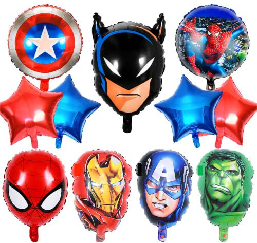 Philoctes Geburtstag Luftballons Set,11Pcs Folienballons Kindergeburtstag,Deko Geburtstag Kinder Jungen,Pentagramm Ballon Rot Blau,Themen Party Supplies